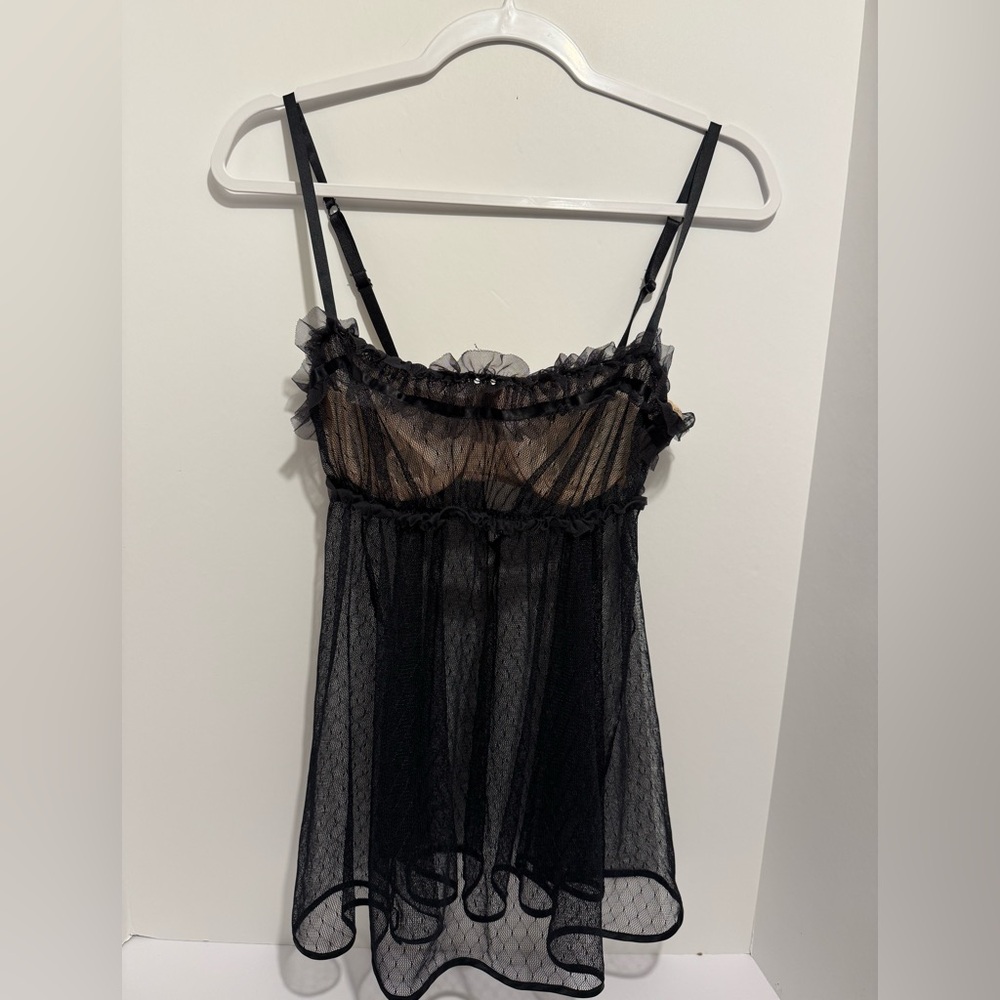 Victoria's Secret Sheer Black Babydoll Nightie “ Sexy Little Thing” Size 36D